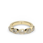 2 Carat Yellow Gold East-West Five Stone Pear Shape Diamond Anniversary Ring/Band With Bezel Setting.